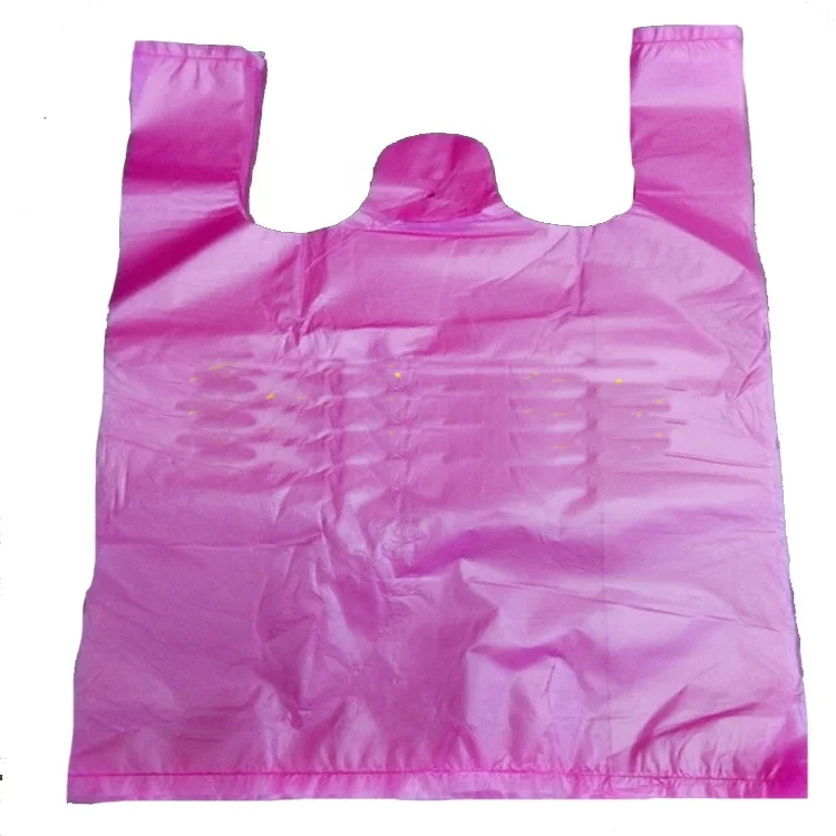 Disposable plastic HDPE/LDPE t-shirt shopping polythene bag/supermarket grocery retail sack tshirt bags