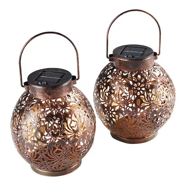 Solar LED Garden Lamp Metal Lantern Hanging Outdoor Lighting