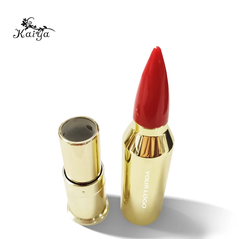 Kaiya Cosmetics New Wholesale Unique Bullet Shape Lipstick Tube Gold Bullet Lipstick Packaging Container