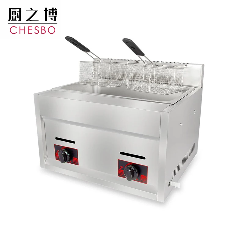 Restaurant KFC Fast Food Equipment Commercial 6L+6L Double Cylinder Deep Fryer Gas French Fries Machine Chicken Fryer