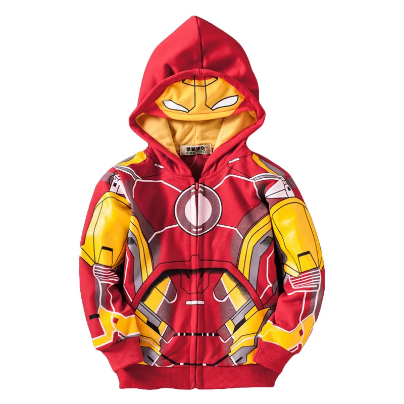Толстовка с капюшоном для мальчиков, свитшот с принтом супергероев marvel, Тор, Халк, капитан Человек-паук, Детская мультяшная толстовка на молнии