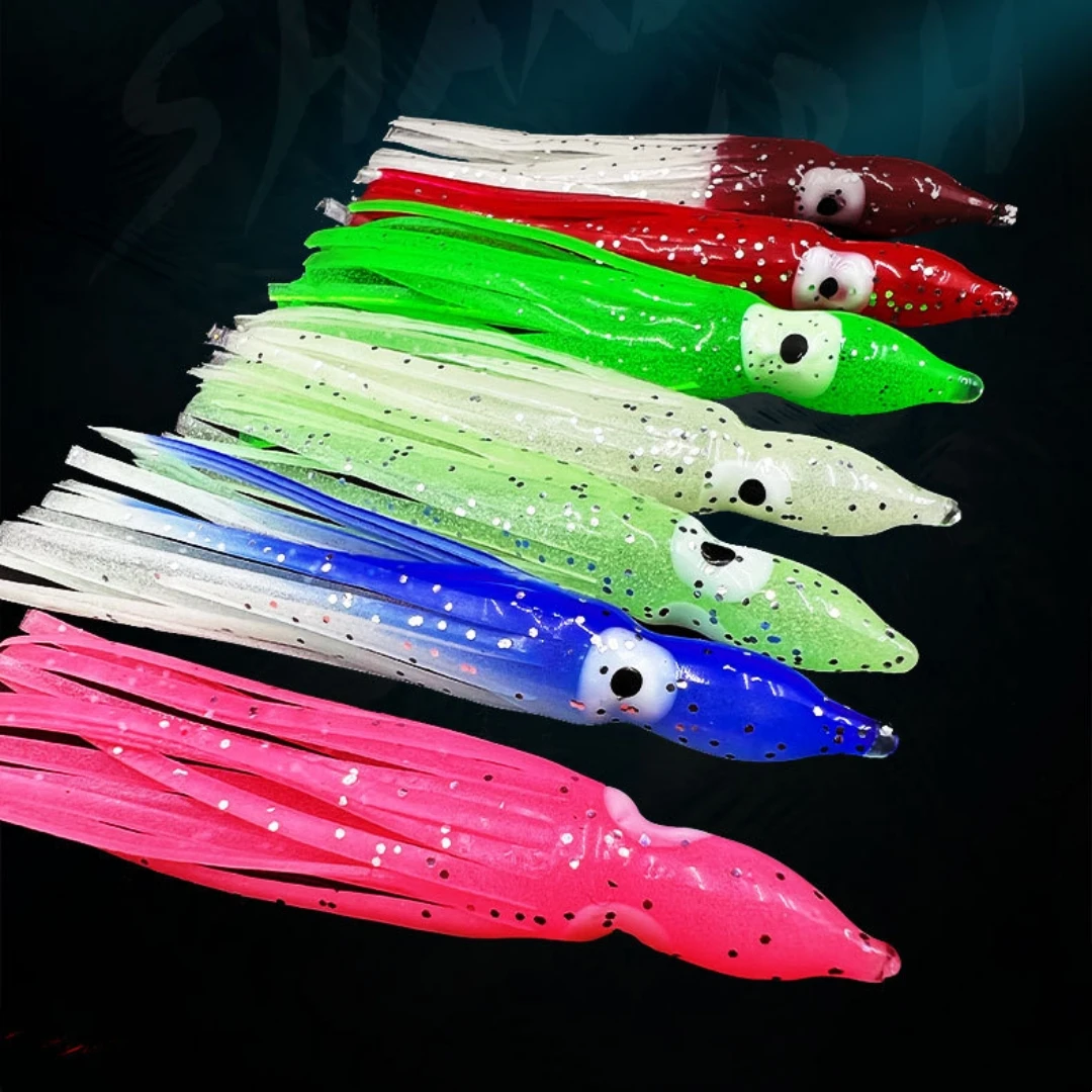 NEW 4cm-24cm Luminous Fishing Squid Skirts Octopus Assist artificial Soft Plastic Octopus trolling lure Fishing Lures