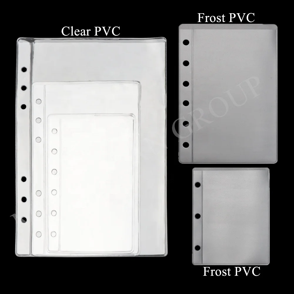 A5 A6 A7 Mini Top Loading Clear Frost PVC Envelope Pouch Zipless Loose Leaf Binder Pocket Photo File Card Zipperless Pockets Bag