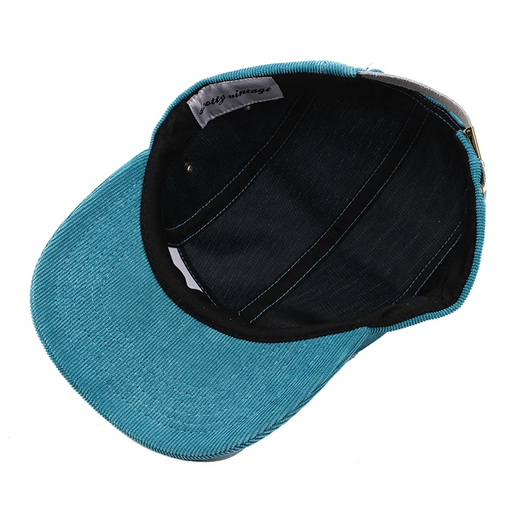 custom blue embroidery camp hat corduroy 5 panel camp cap
