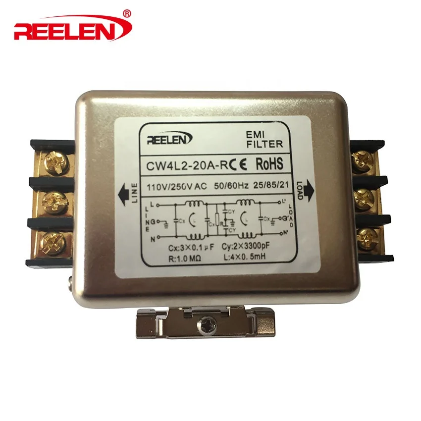 Ac EMI фильтр 20A двухполюсный направляющая Тип