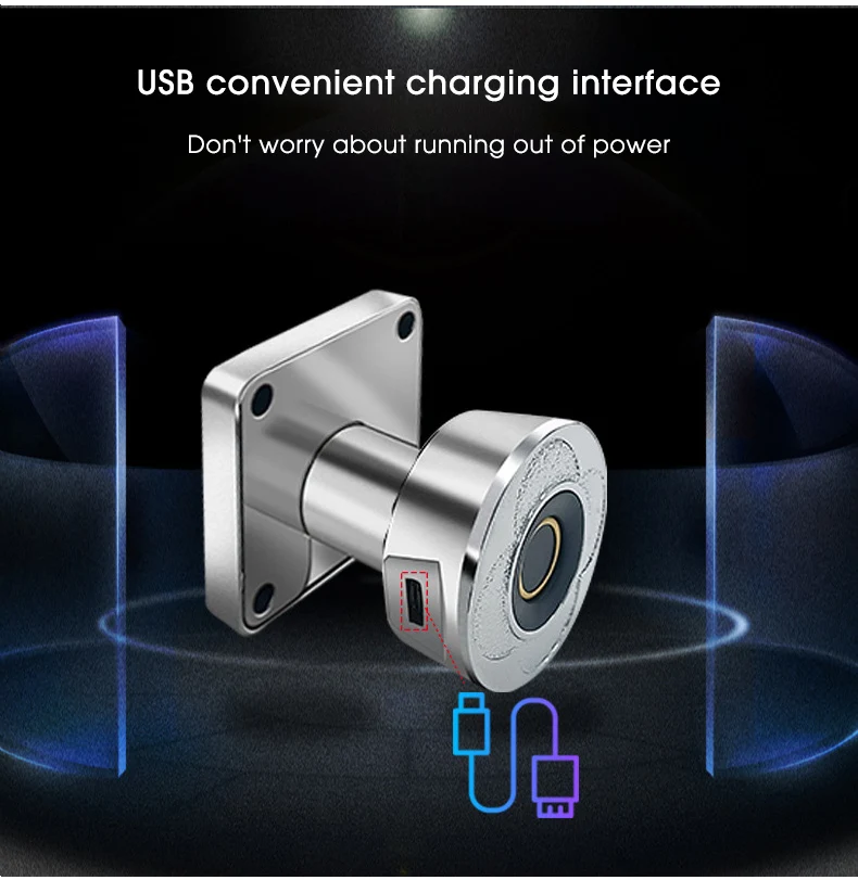 Zinc alloy small electronic cam lock with fingerprint sensor anti-theft is suitable for furniture drawer cabinets