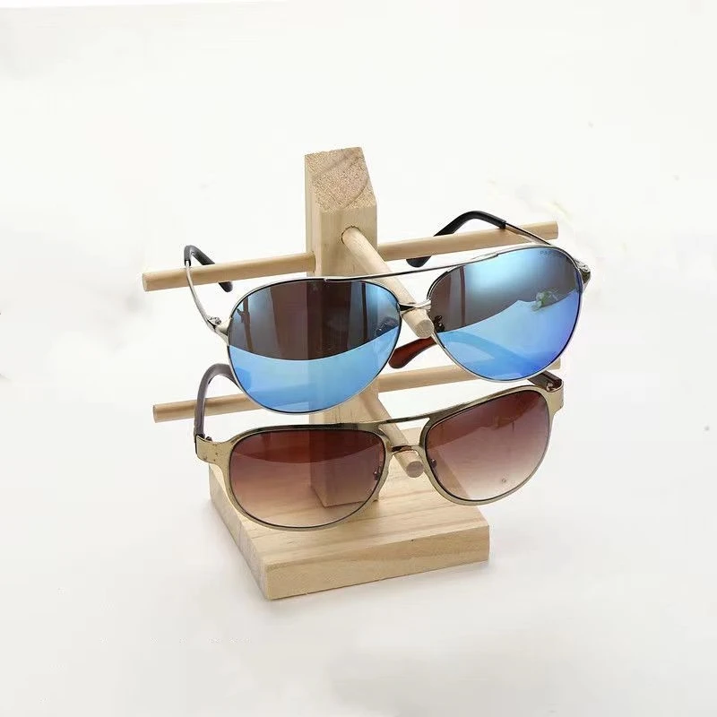 Wholesale Custom Logo Mini 2-Pair Wood Glasses Frame Optical Display Stand On Desk
