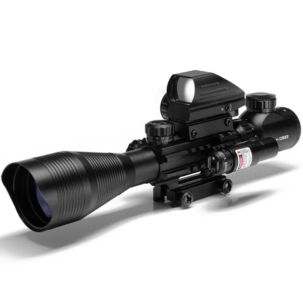 Тактический комбинированный C4-12X50EG двойного освещения зеркальный голографический прицел красный лазерный оптический