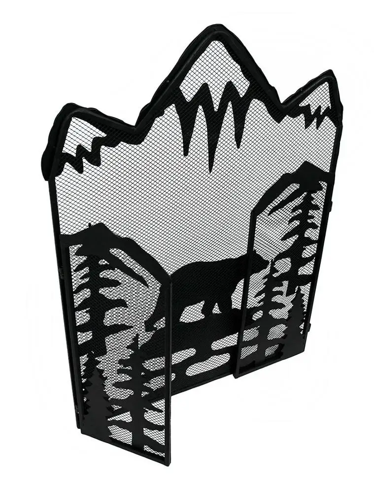 The mesh design of the metal fireplace screen protects the room from the ember screen