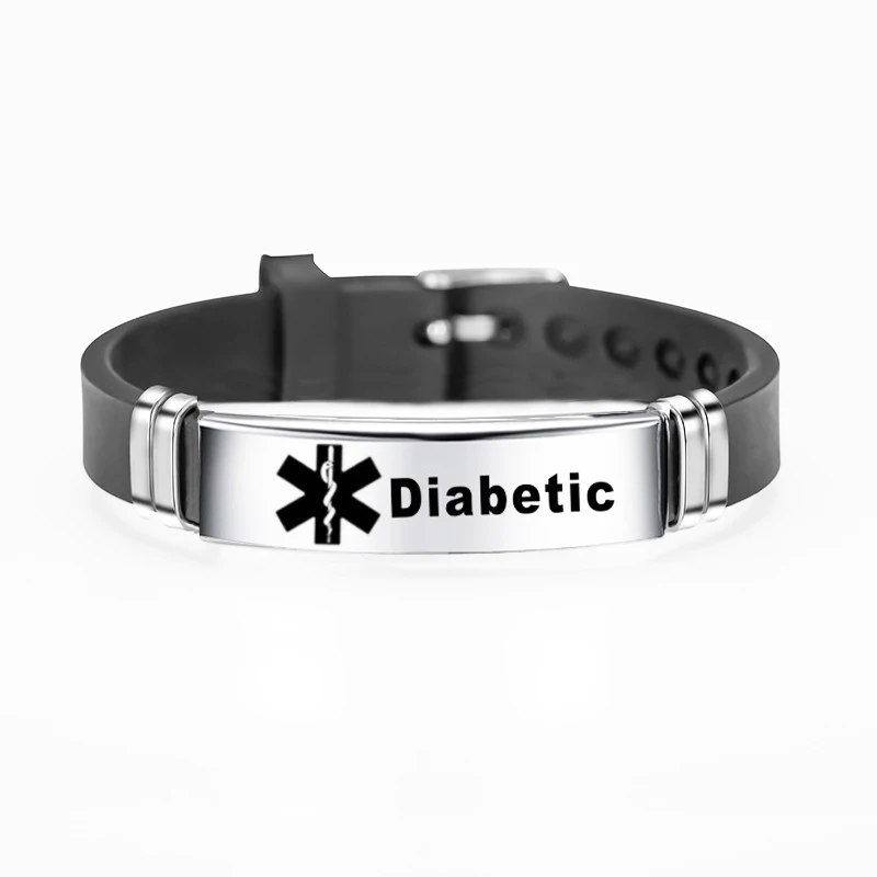 Adjustable Personalized Medical Alert Bracelet Diabetic High Blood Disease Awareness Emergency ID for Men Women Kids