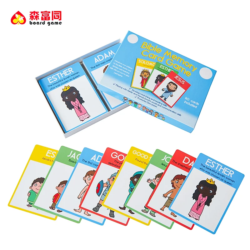 Custom Printing Card Games Maker Double Box Bible Memory Card Game Matching For Family Children
