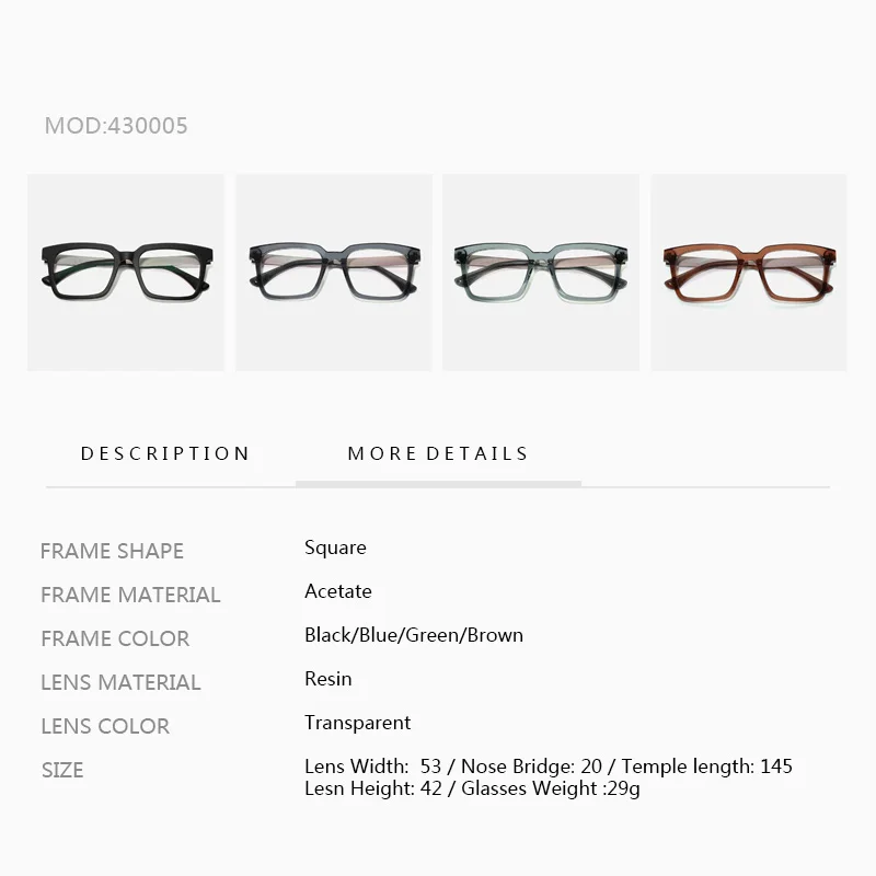 2022 New Retro Full Rim Prescription Glasses Frame Unisex High End Double Rivet Green Frame Square Acetate Optical Glasses