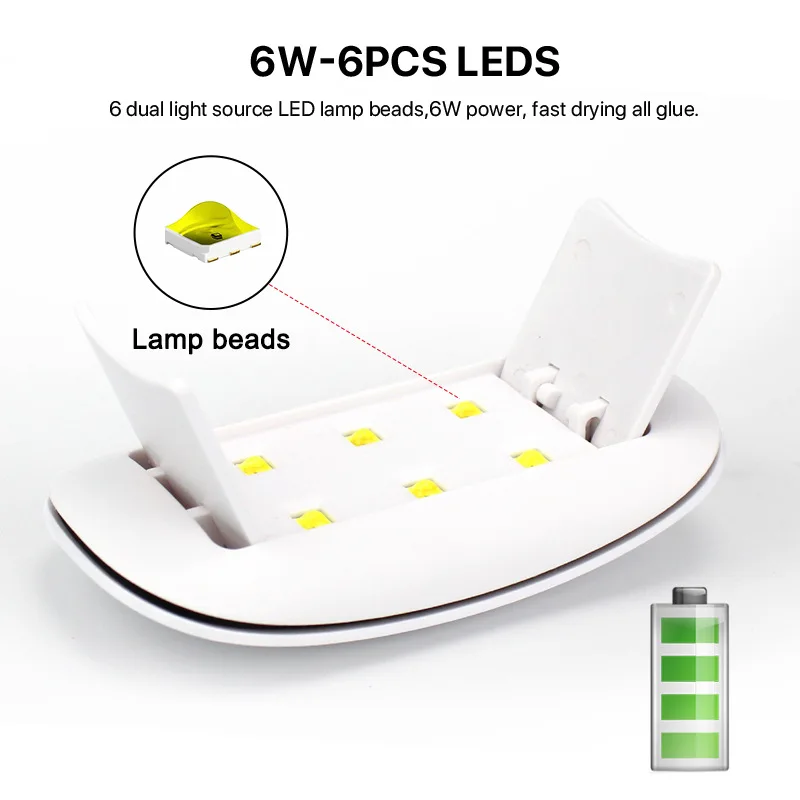 Sep Discount Mini 6W UV Led lamp Nail Rechargeable Salon Acrylic Uv Led Table Nail Lamp For Nail Art