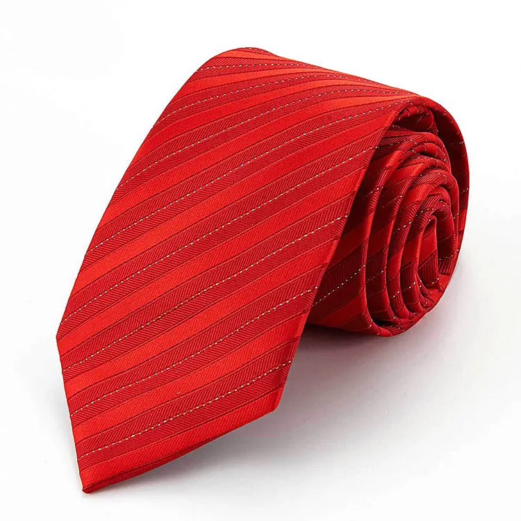 Custom Narrow Slim Skinny Fashion Stripe Jacquard Silk Necktie Set With Gift Packaging