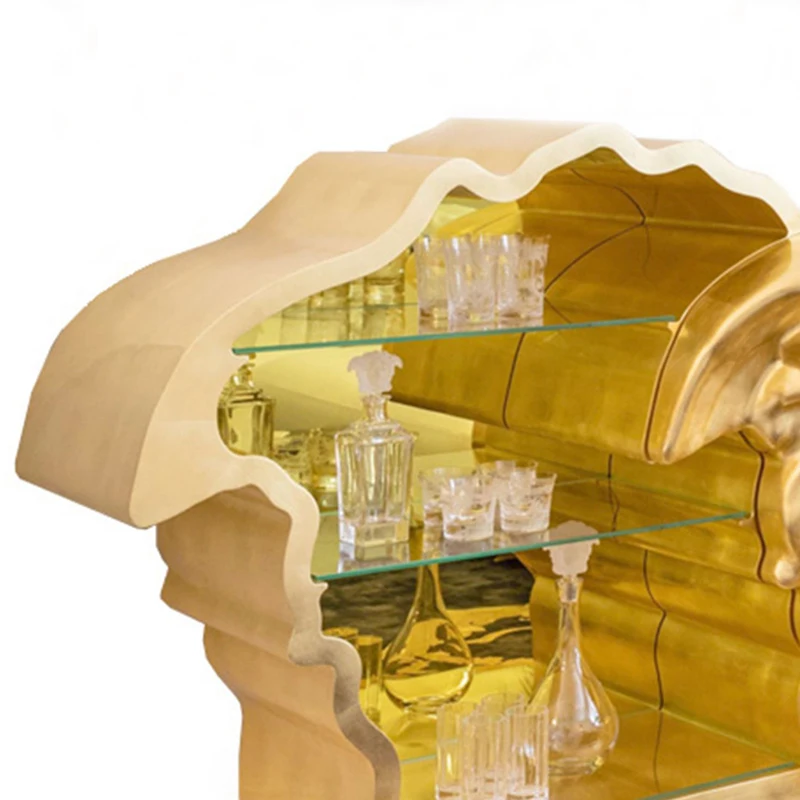 Luxury Living Room Furniture Gold Medusa Snake-headed Goddess Wine Cabinet