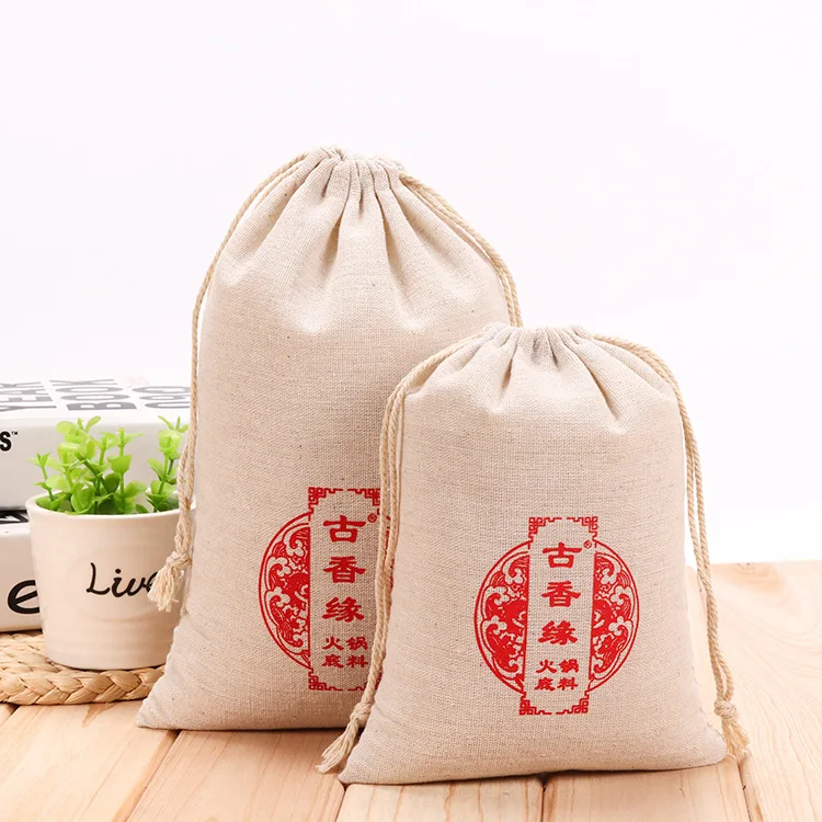 High Quality Custom Portable Jute Gift Bag Small Eco-Friendly Drawstring Canvas Shopping Bag with Logo Pattern for Promotions