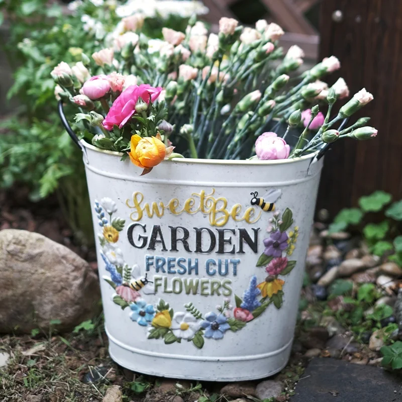 METAL PAIL galvanized bucket FLOWER POTS GARDEN DECORATION  PLANTER FOR COST EFFECTIVE PLANTS TUB METAL BUCKET