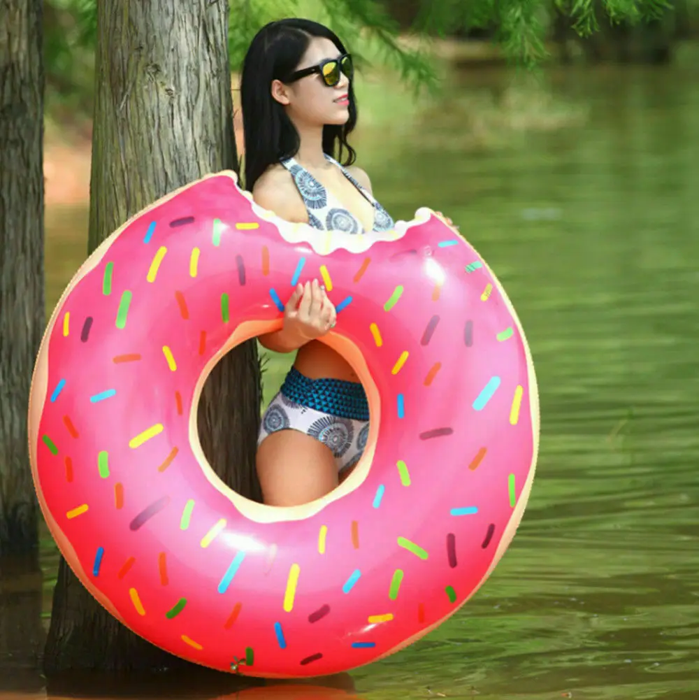 Inflatable Pink Donut 120cm Float Raft Swimming Pool Beach Fun Sport Swim Ring