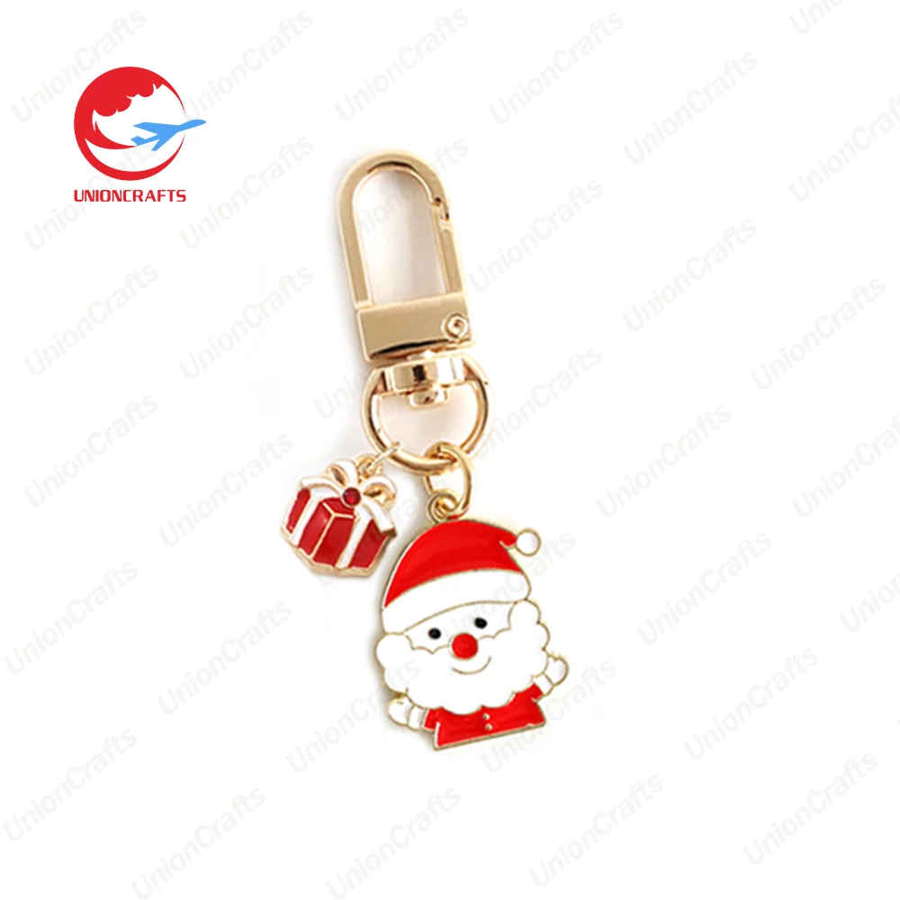 Customized cartoon cute halloween christmas party gifts tree pendant santa claus key ring accessories metal christmas keychain