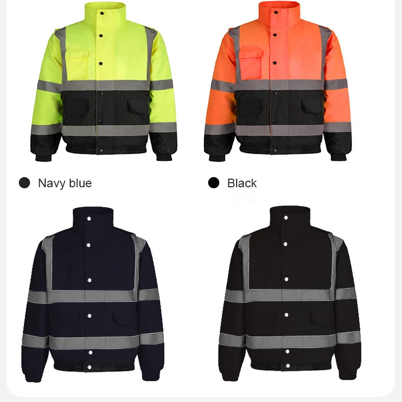 Hotsale Mens High Visibility Reflective Bomber Jacket Refllective Safety Coat Reflective Clothing Rain Protection