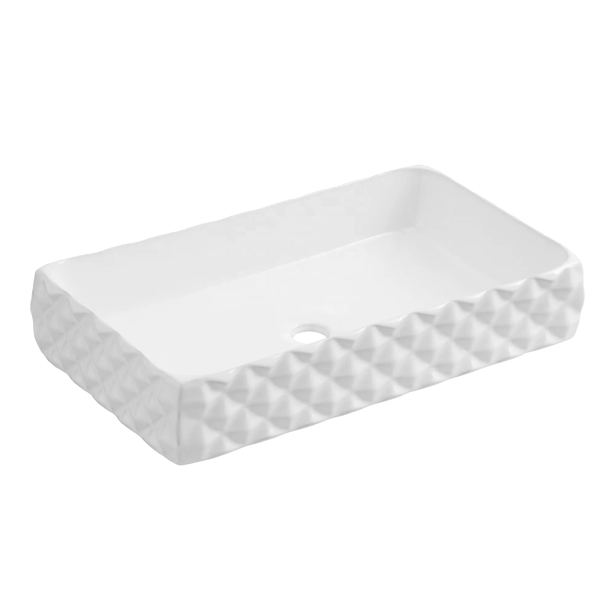 Customized wholesale cheap modern countertop wash basin white porcelain rectangular round container sink ceramic bathroom sink