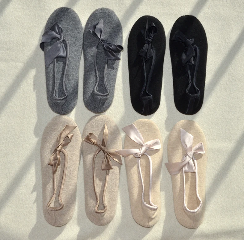 custom winter warm knit inner mongolia pure cashmere slipper designer fashion cashmere home hotel house bedroom ladies slippers