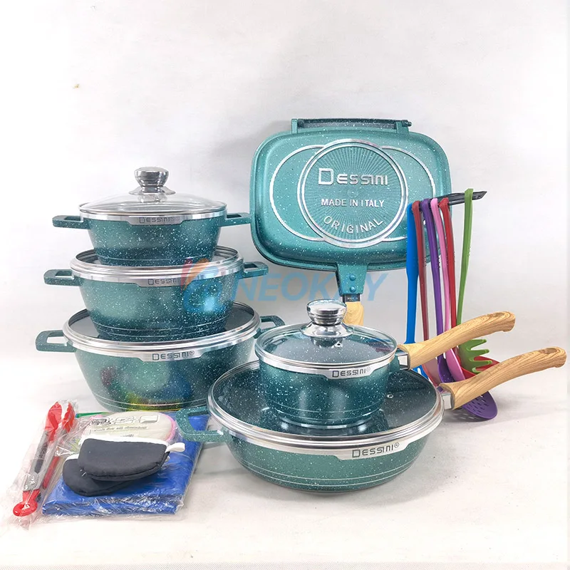 Product Upgrade Pink Cookware Complete Collection Sauce Pot Soup Pot Frying Pan Double Sided Cookware Set