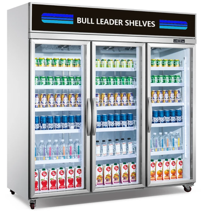Freezers Vertical Double Door Beverage Display Cabinet