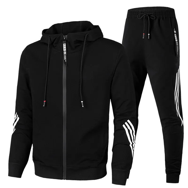 OEM high quality long sleeve 100% cotton tracksuits for man with hoodie sport wear suit
