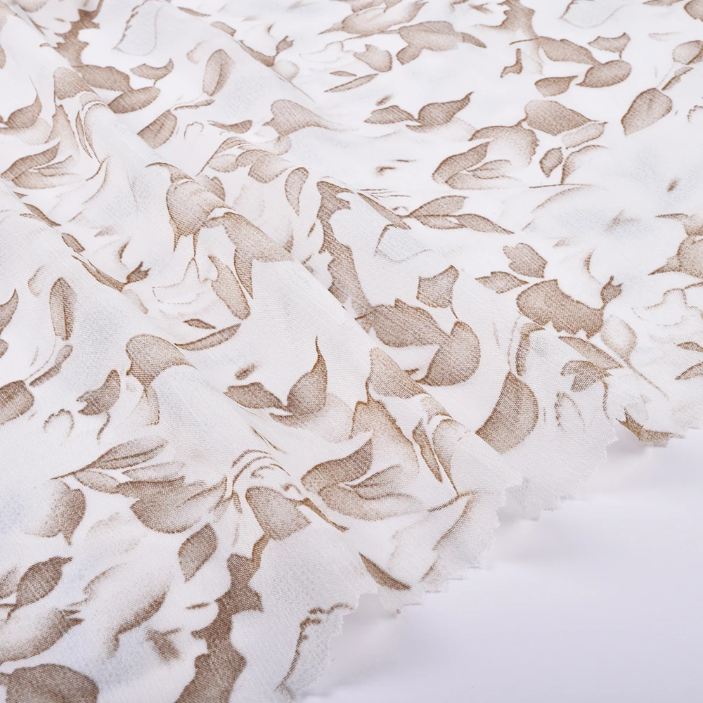 Elegant style gentle beautiful flower pattern printed soft 100% polyester chiffon fabric for dress