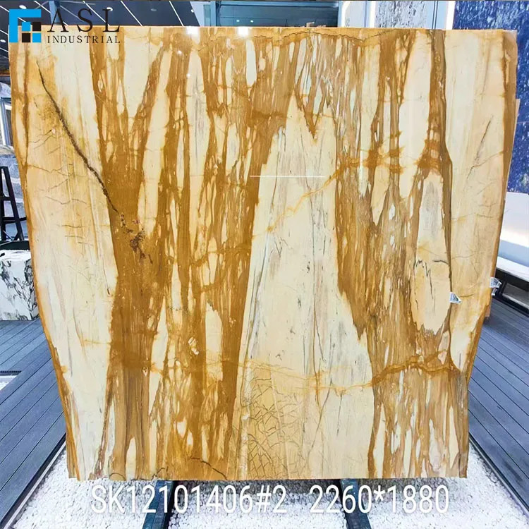 Италия Роскошная большая плита желтая Сиена Золотая Giallo Sienna Мраморная
