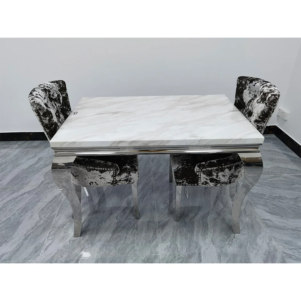 New Home Wooden Top Stainless Steel Leg Dining Table