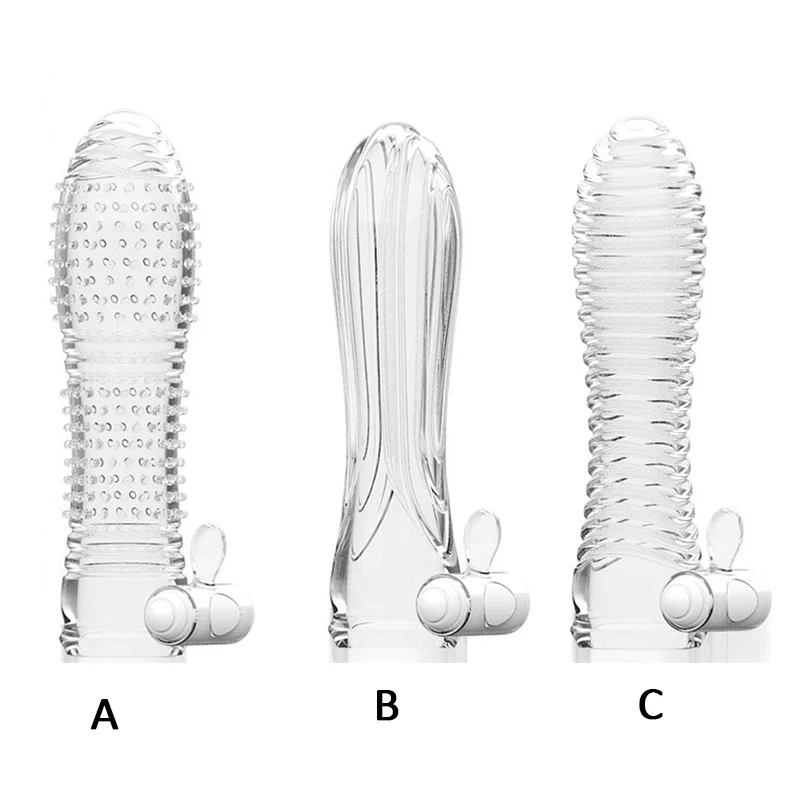 Crystal Vibrating Cock Sleeve Penis Extension Condom