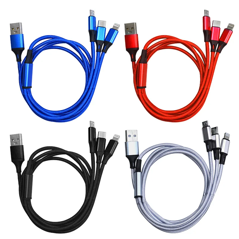 Изготовленный на заказ 3 в одном нейлоновый usb-кабель 3-в-1/3in1 кабель для зарядки и передачи данных с телефонный кабель типа C Android 3 в 1 взаимный обмен данными между компьютером и периферийными устройствами Кабель зарядного устройства