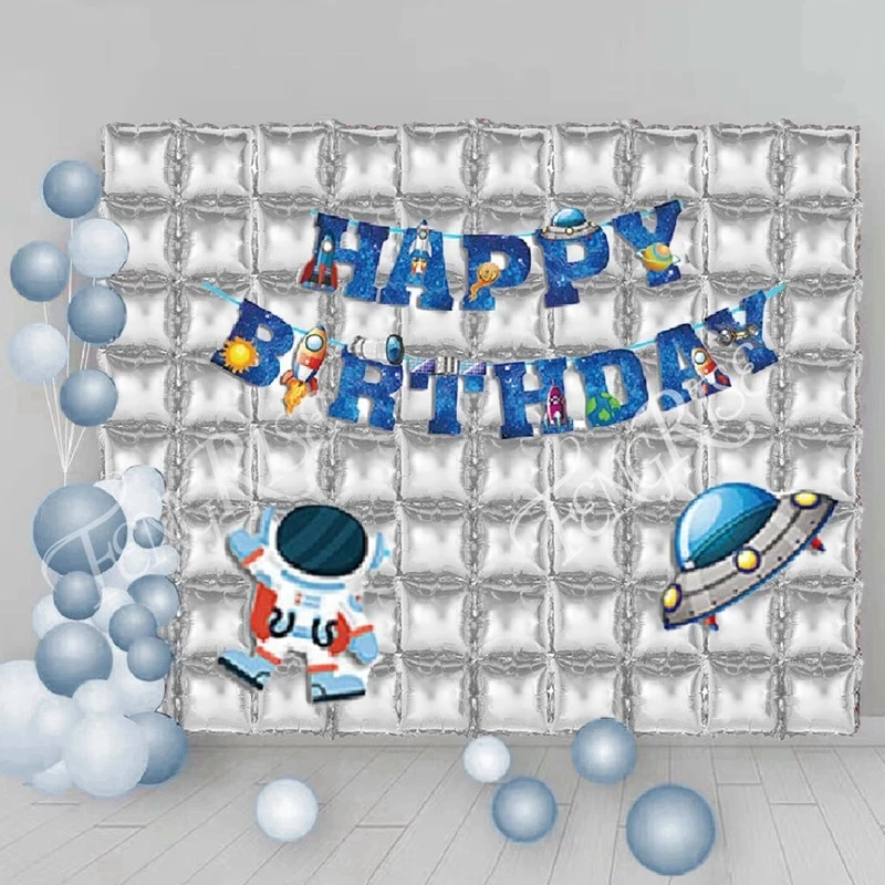 Background Wall Aluminum Foil Balloon Five Row Square Curtain Birthday Party Decoration Balloon Wall
