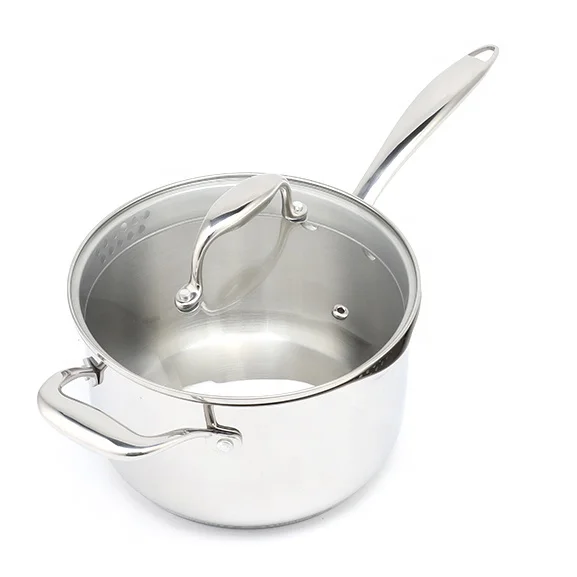 Factory wholesale Stainless Steel Kitchen Cookware Set Saucepan 1.5L/2L/3.5L with Capsule Bottom Milk Pot Cooking Pot Sets