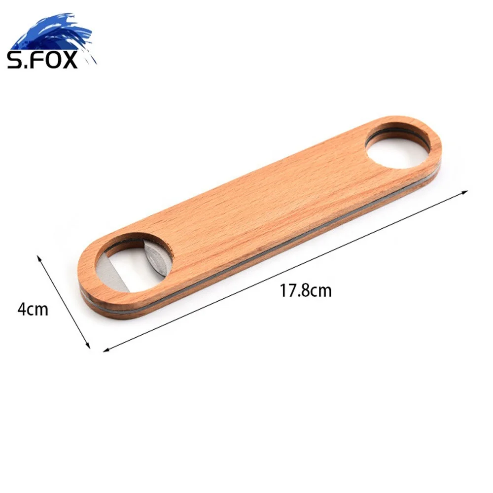 Wholesale Factory Supply Custom LOGO Blank Type Wood Cover Beer Bottle Opener