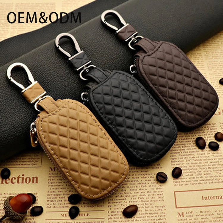 Key Bag Holder,Smart Keyrings Zipper Key Pouch Leather Car Key Wallet with Keychain/