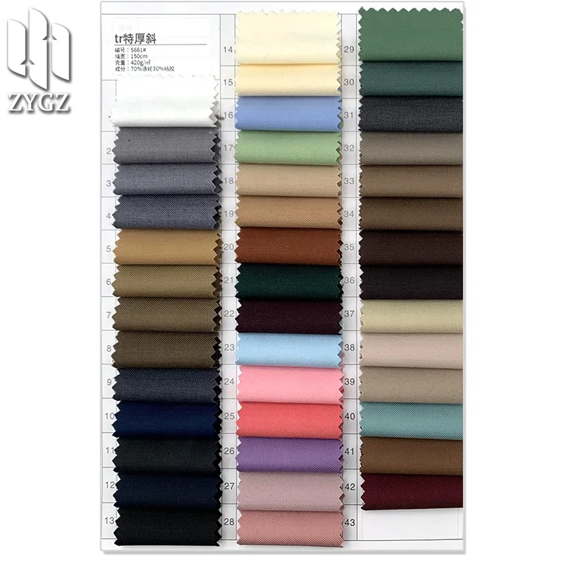 80% Polyester 20% Viscose 420gsm Twill Suit Fabric Polyester Viscose Blended Fabric