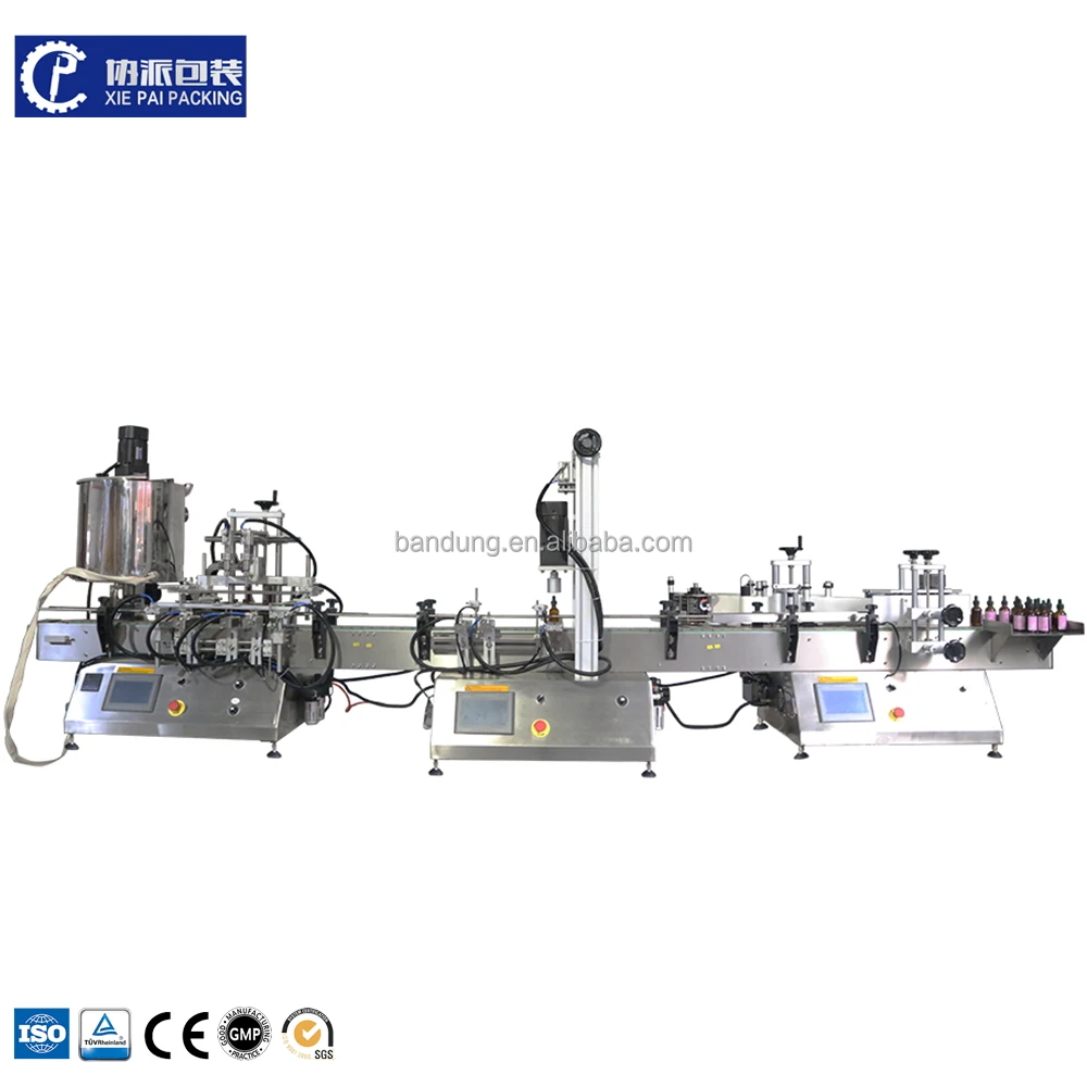 Small Business Tabletop Desktop Automatic 2 Heads Oil Juice Bottle Liquid Filling Capping Labeling Machine