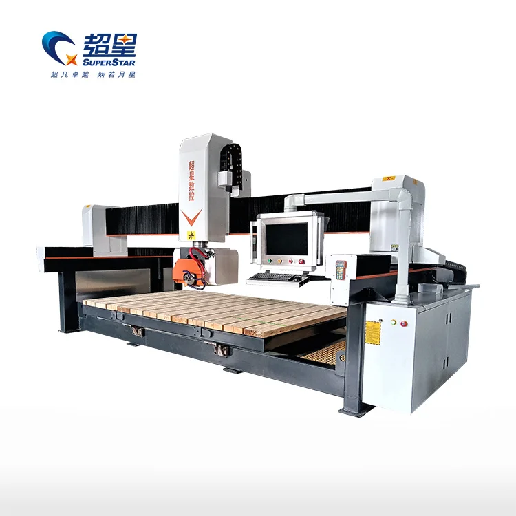 Superstar 4 axis stone saw infrared bridge cutting machine for marble,artificial stone,granite