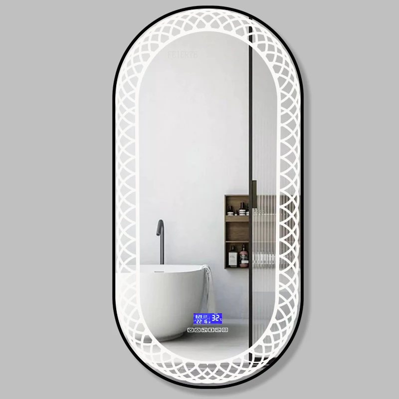 Fullkenlight custom bluetooth music speaker led bathroom smart mirror led bathroom mirror with clock