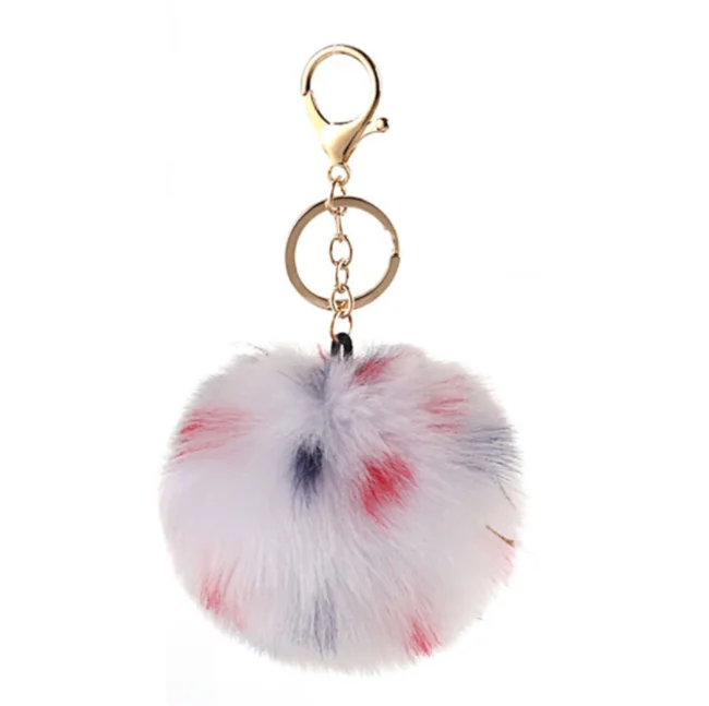 Pom Poms Keychains Faux Rabbit Fur Pompoms Keyring Fluffy Pompoms Keychain