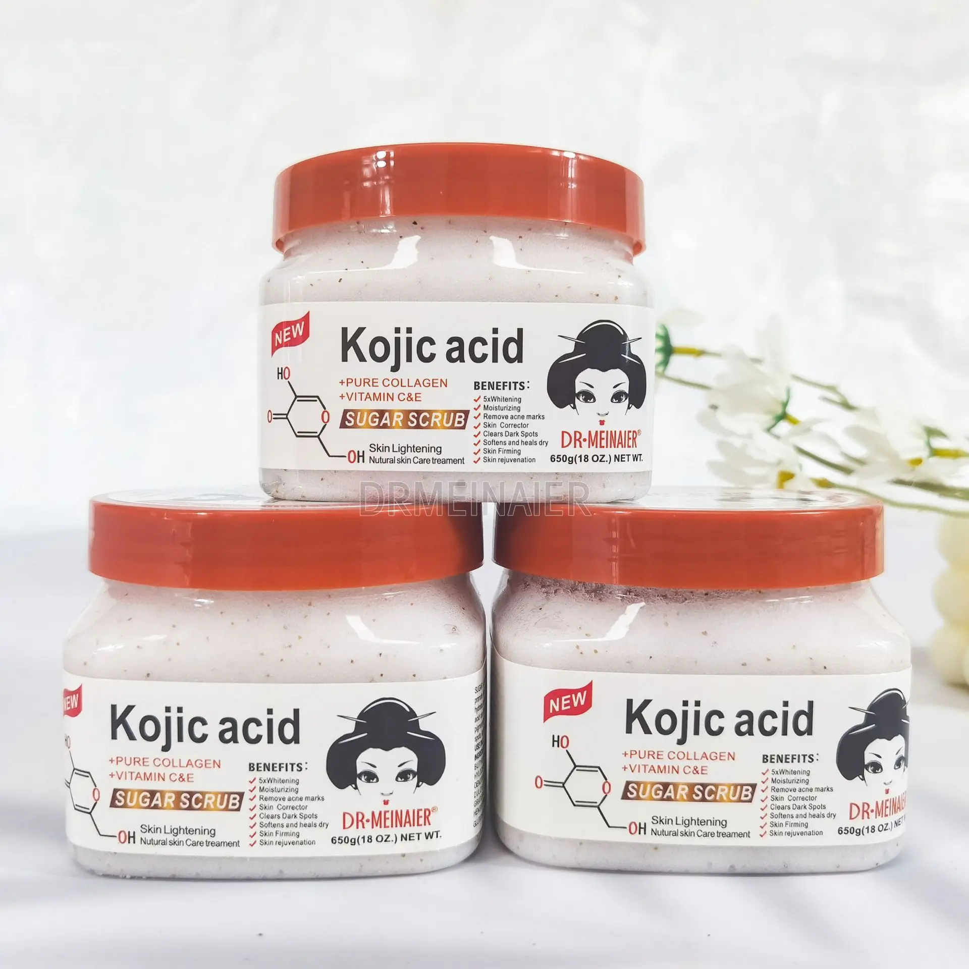 650g Wholesale price whitening Scrub salt  sugar scrub exfoliating deep cleaning skincare body bath salt kojic acid bath salt