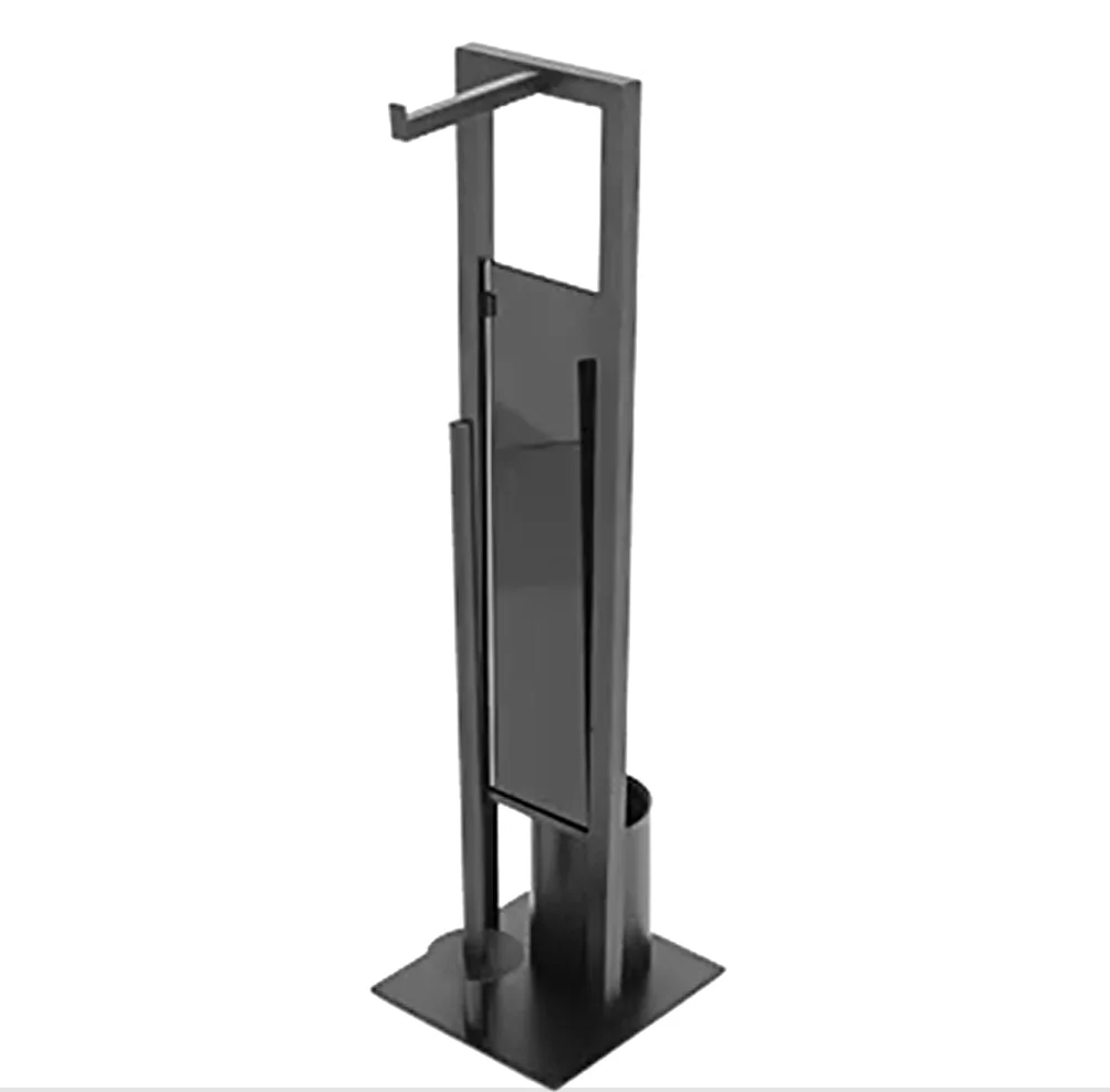 Multifunctional Bathroom Standing 304 Stainless Steel Tissue Holder Black Toilet Paper Holder with Toilet Brush