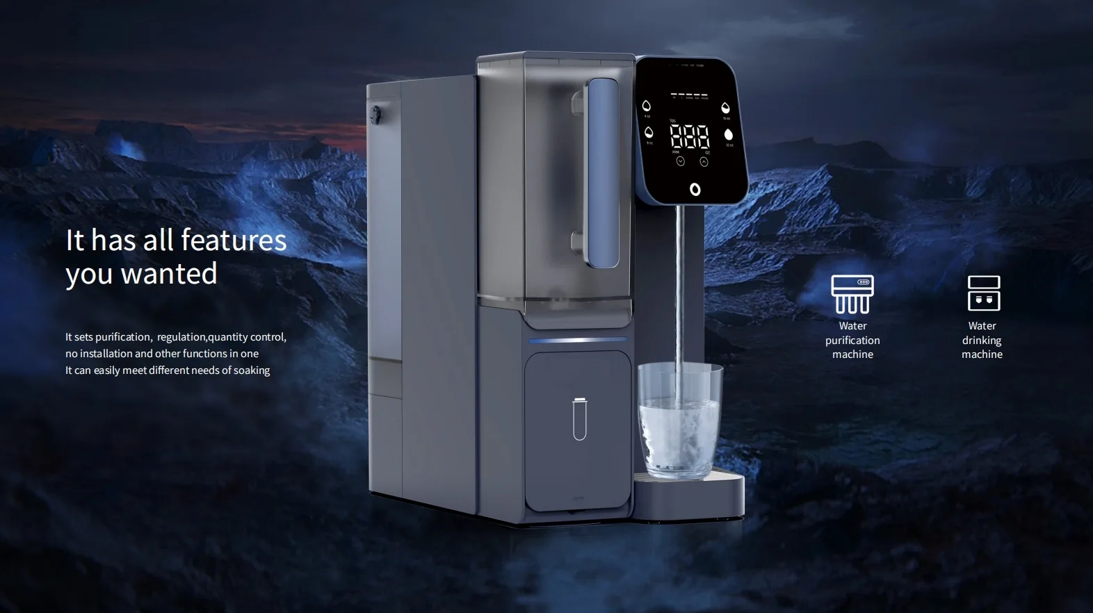 Brisk 2024 New free installation RO portable water filter countertop water dispenser for office coffeeshop