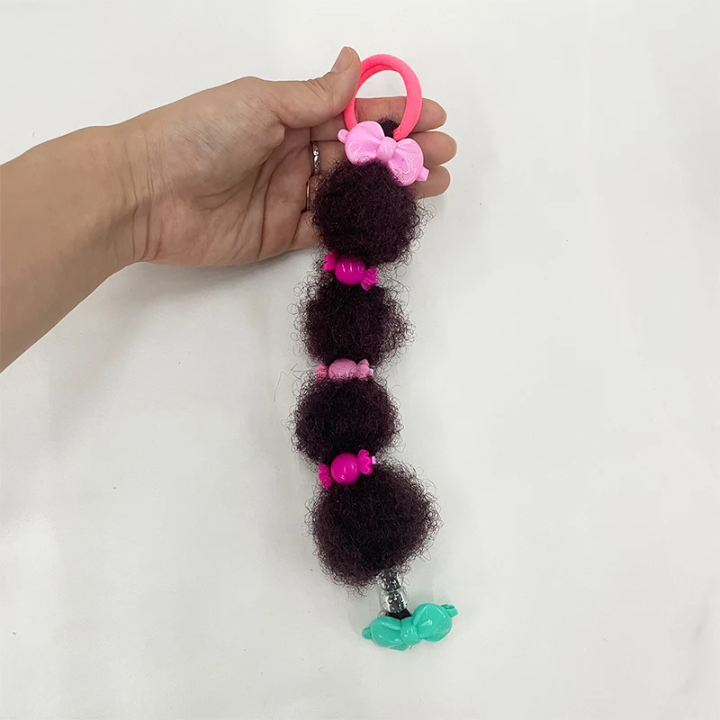 Vivian kids ponytail hair extension accessories cute small marley bubble puff afro kids braided ponytail for girls