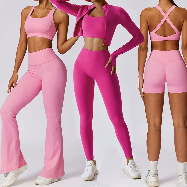 Activewear legging suit high quality 5 piece wear seamless work out gym fitness yoga set for women