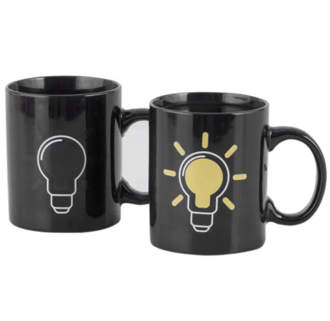 Керамические чашки magic mark на заказ, креативные подарки для ежедневного использования, чашка с изменением цвета аккумулятора, чашка для замены лампочки