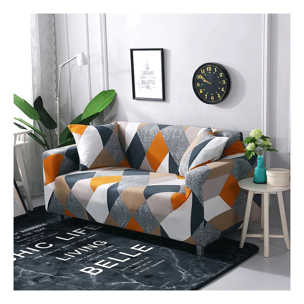 Wholesale Custom eBay hot sale Household Decoration printing Protect Elastic Sofa Cover Super Soft Stretch Material Sofa Cover